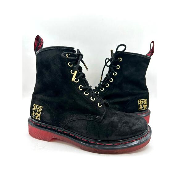 RARE Dr Martens 1460 CNY Chinese New Year suede Combat red sole boots US WM’S 7 - Picture 1 of 11